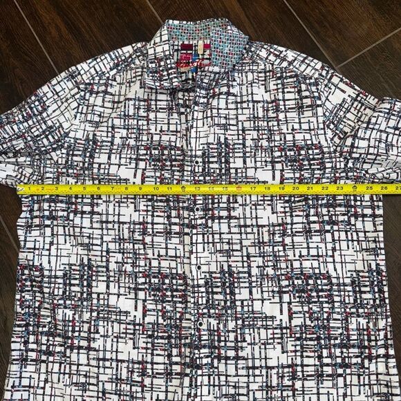 Robert Graham Kirkley Classic Fit Shirt 2XL Abstract Grid Pattern Flip Cuffs - Picture 12 of 16